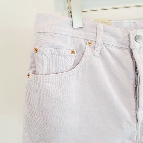 Levi's 501 High Waist HighRise Button Fly  Front Raw Hem Denim Short NWT Size 33 - Picture 4 of 12